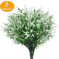 thumbnail image 1 of 8 paquetes de flores artificiales para exteriores, arbustos, plantas resistentes a los rayos UV, vegetación de plástico sintético, 1 of 2