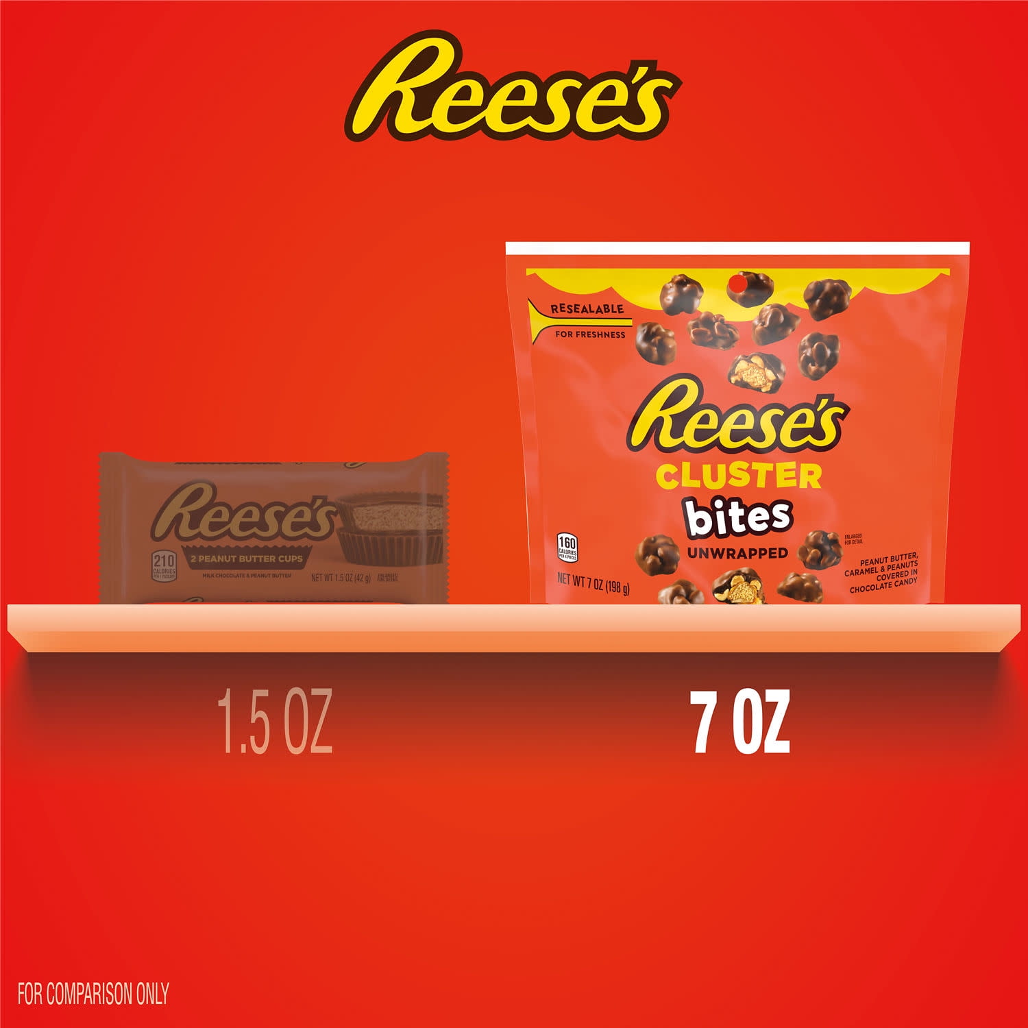 (3 pack) Reese's Cluster Bites Peanut Butter, Caramel and Peanuts Candy, Bag 7 oz