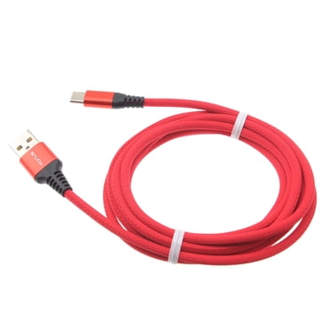 Type-C Red 6ft USB-C Cable for OnePlus Nord N30 5G Phone - Charger Cord Power Wire Long Braided Compatible With OnePlus Nord N30 5G Model
