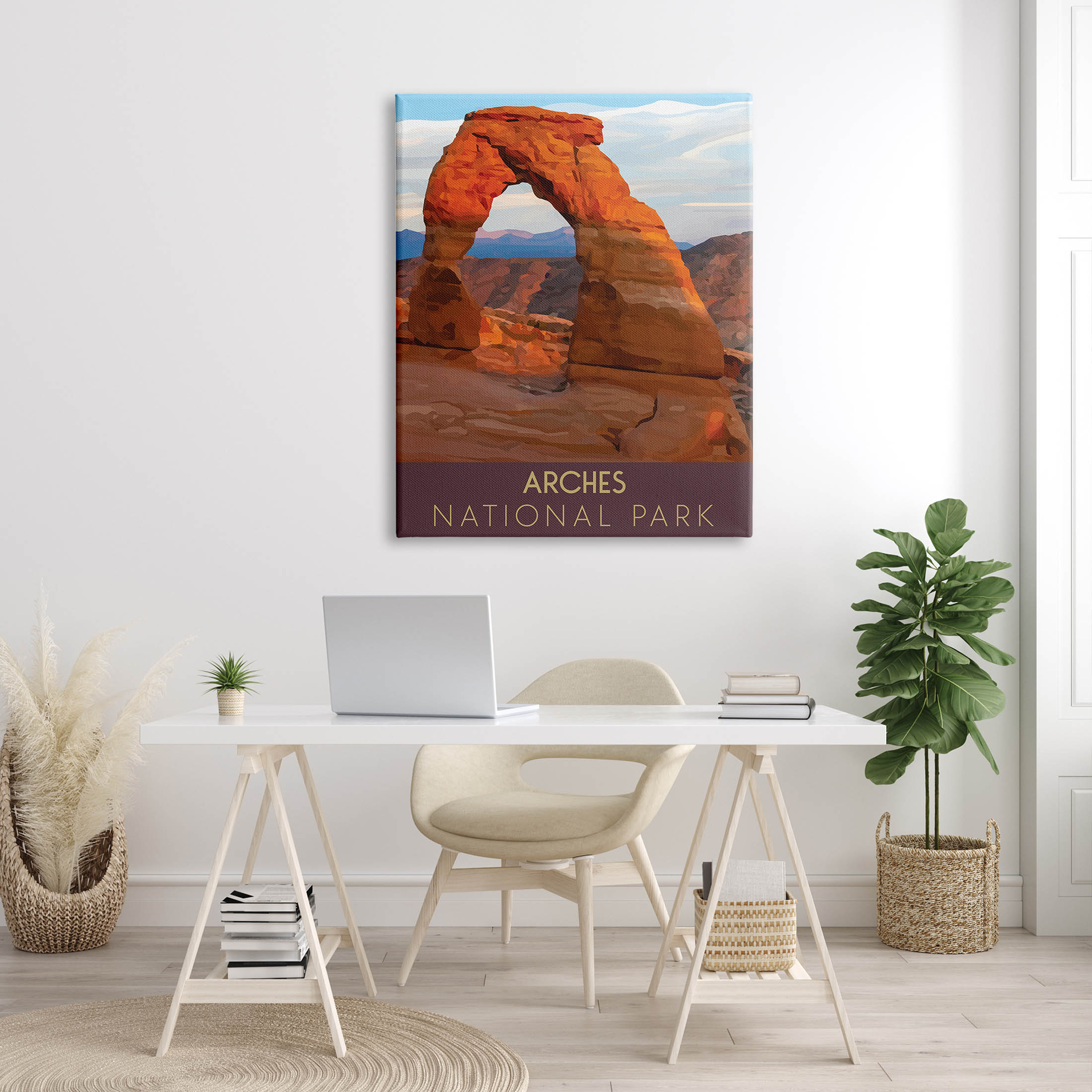 Arches National Park Desert Canyon Landscape Graphic Art Gallery Wrapped Canvas Print Wall Art