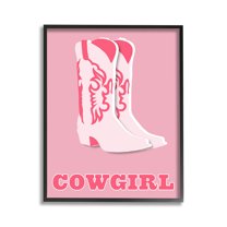 Stupell Industries Pastel Blush Cowgirl Boots Beauty & Fashion Painting Black Framed Art Print Wall Art, 11 x 14