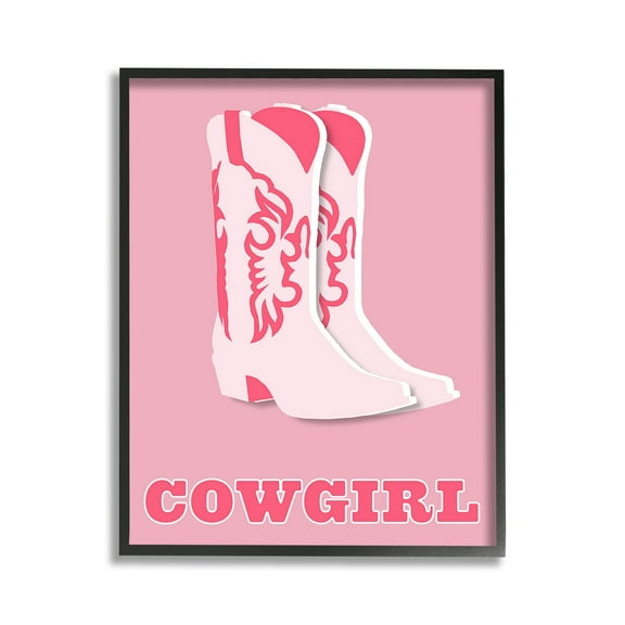 Stupell Industries Pastel Blush Cowgirl Boots Beauty & Fashion Painting Black Framed Art Print Wall Art, 11 x 14