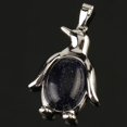 thumbnail image 1 of Collier Pendentif Pingouin Femme Pierre Naturelle Œil de Tigre Mignon Animal Homme, 1 of 6