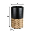 thumbnail image 6 of happimess Asher Modern 4.13-Gallon 2-Tone Faux Wicker/Metal Cylinder Waste Basket, Black/Natural, HPM1102C, 6 of 8
