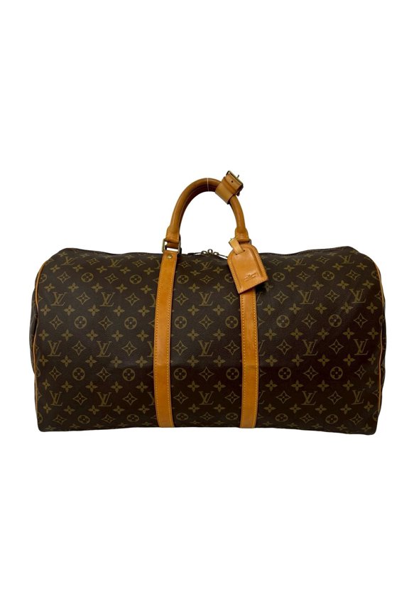 Pre-Owned LOUIS VUITTON Vintage Keepall 55 Monogram Leather Boston Bag Travel Brown 51943