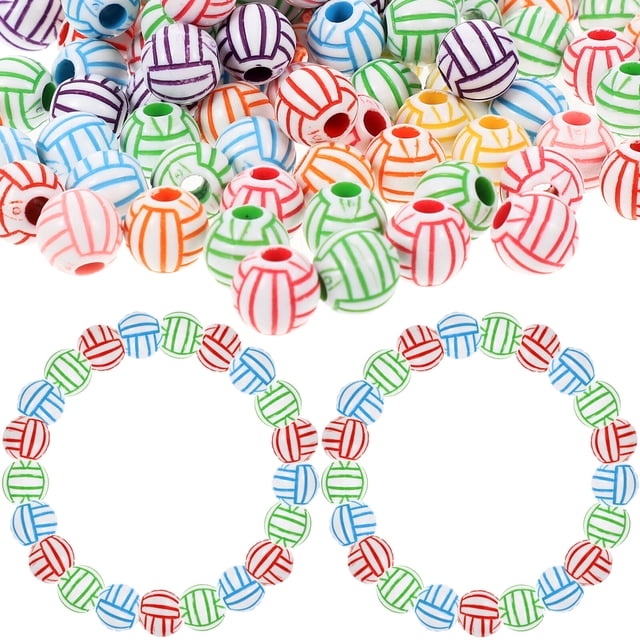 Miangastore Acrylic Volleyball Bead Charms for DIY Jewelry Making Assorted Color Smooth Surface 100pcs