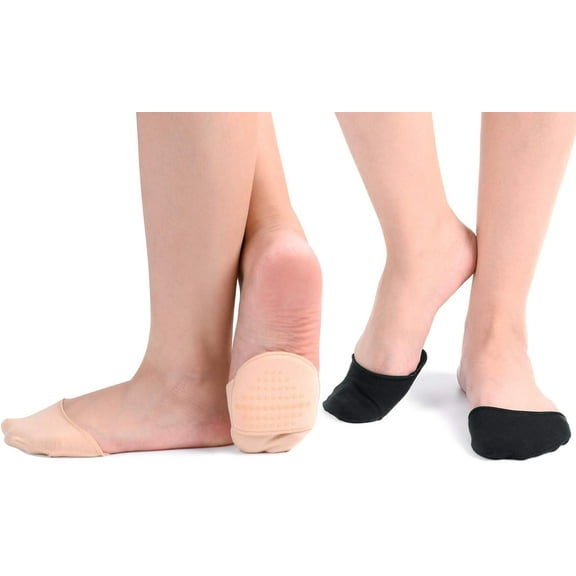6 Pairs Ball of Foot Cushion Socks,Women's Toe Cover with Padding Toe Topper Liner Socks Non-Skid Bottom