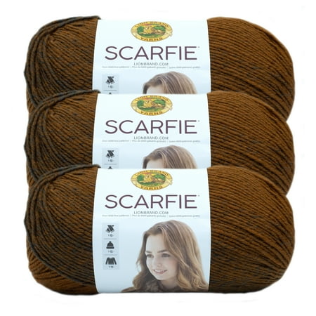 UPC: 0842093125426 | Lion Brand Yarn Scarfie Iron and Umber Bulky Acrylic Wool Multi-color Yarn 3 Pack