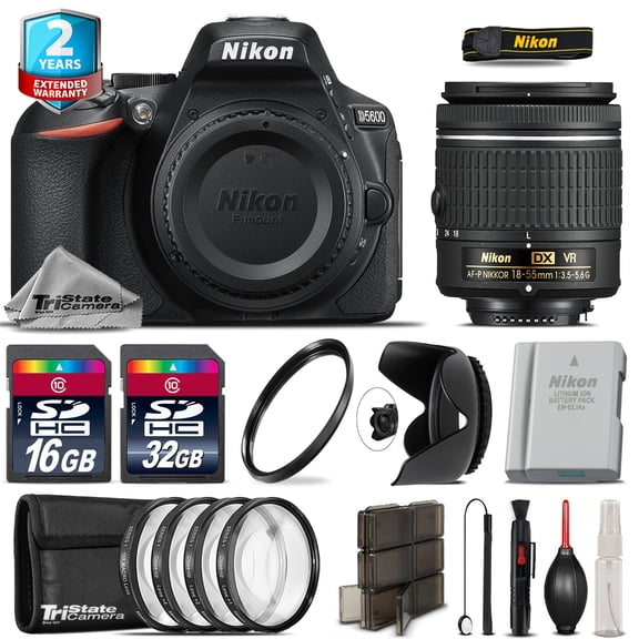 Nikon D5600 DSLR + AF-P 18-55mm VR Lens + 4PC Macro Kit + Extra Battery - 48GB (International Version)