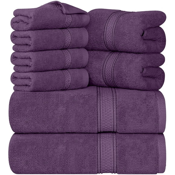 Utopia Towels Plum Towel Set, 2 Bath Towels, 2 Hand Towels, and 4 Washcloths, 600 GSM Ring Spun Cotton Highly Absorbent Towels for Bathroom, Shower To