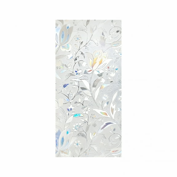 LAMIRO Privacy Window Film, Tulip Window Vinyl, Stained Glass Static Stickers, 3D Decorations for Glass Windows, Removable Window Covering, Adhesive-Free Stickers 17.72X39.37 in