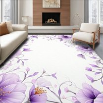 Flatwoven High Traffic Area Rug, Contemporary Circular Flower, Non Slip, Stain Resistant, Washable Area Rugs for Living Room, Bedroom(Purple, 3X5)