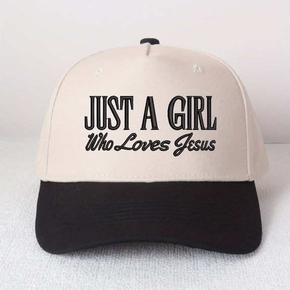 JUST A GIRL Who Loves Jesus Embroidered Trucker Hat - Floral Cross Design, Women's Fashion Christian Cap