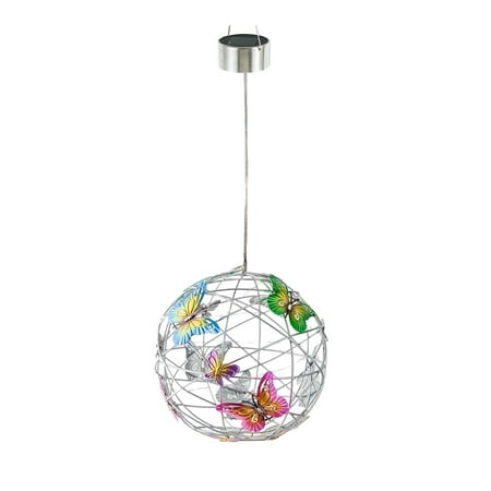 

Butterfly Metal Ball Hanging Solar Light with Waterproof Weaving -A