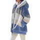 thumbnail image 1 of Abrigo con capucha de piel sintética para mujer Bloque de color Manga larga Cremallera Chaqueta cálida de invierno multicolor de felpa suelta Ormromra, 1 of 5