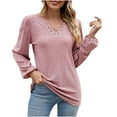 thumbnail image 2 of Lenago Womens Tunic Tops Plus Size Fashion Solid V-Neck Long Sleeve Loose T-shirt Top Basic Blouses T Shirts on Clearance, 2 of 6