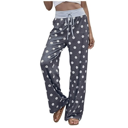 

Yoga Pants for Women Floral High Waisted Straight Wide Leg Pants Slacks Pajama Trousers Homewear Lounge Pants