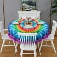 thumbnail image 2 of Colorful Tie Dye Circular Pattern Round Tablecloth 60"x60",Wrinkle Wipeable Table Cloth for Kitchen Dining Room Picnic Patio Party, 2 of 6