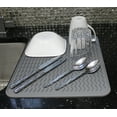 thumbnail image 2 of Dependable Industries Silicone Drying Mat, 16"x12" - Grooved Design, Heat-Resistant, Non-Slip, BPA-Free - For Dishes, Cutlery, Pots, Pans (Gray), 2 of 5