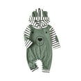 thumbnail image 1 of Kmbangi Baby Cartoon Rompers, Dots Stripe Hooded Long Sleeves Jumpsuits, 1 of 9