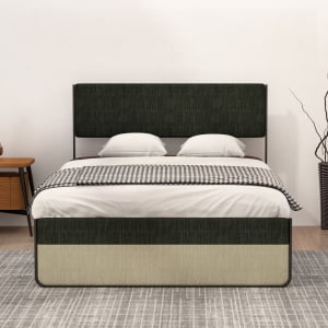 Bed Frame with Upholstered Headboard & Storage Drawers,Platform Bed Frame with Steel Slats Support,No Box Spring Needed,Noise-Free,Full/Queen Size,Easy Assembly
