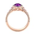 thumbnail image 7 of 2.50 ctw Amethyst Ring with Diamonds 14K Rose Gold Vintage Micro Pave Halo, 7 of 7