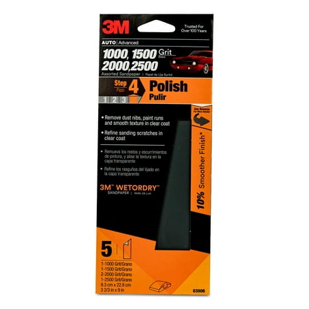 3M Wetordry Sandpaper, 03006, Assorted Fine Grits, 3 2/3 inch x 9 inch, (Best Sandpaper For Drywall)