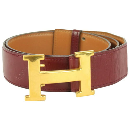 Hermès Burgundy x Brown 32mm Reversible H Logo Belt Kit 200her84