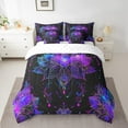 thumbnail image 2 of Exotic Lotus 7 Piece Comforter Set Full Bed in a Bag,Bohemian Psychedelic Flowers Bedding Sets Trippy Mandala Floral Sheet Set with Comforter,Purple Blue, 2 of 5