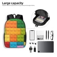 thumbnail image 4 of Salouo Colorful Building Blocks Print Travel Laptop Backpack,17Inch Casual Bag with Side Pockets for Men & Women Stylish Daypack for Weekender/Business/Hiking-One Size, 4 of 6