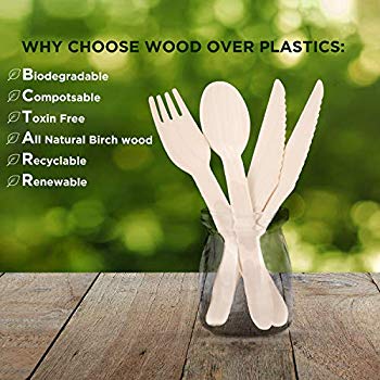 36x Birchwood Biodegradable Wooden Cutlery Knives Forks /& Spoons 100/% Eco Friendly