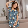 thumbnail image 3 of Fotbe Surf Shark Pattern Women's Cotton Nightgown Sleepwear Short Sleeves Shirt Casual Print Sleepdress, 3 of 6