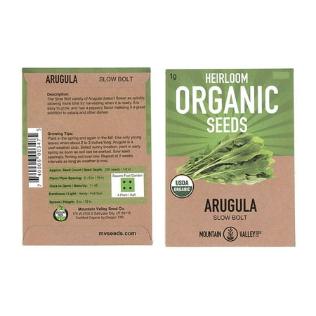 Organic Arugula Seeds - 3 Gram Packet: Approx 1400 Seeds - Leafy Green Salad Garden Seeds: Microgreens, Baby