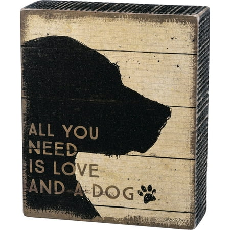Love Peg - All You Need is Love and A Dog Silhouette Wood Box Sign Decoration 33716 Pet New