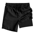 thumbnail image 3 of Mens 2 in 1 Athletic Running Shorts with Compression Liner Lightweight Cotton Linen Elastic Waist Workout Shorts with Pockets, 3 of 7