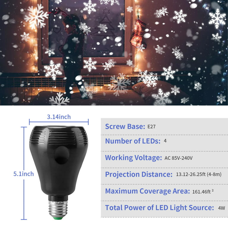 Innens E27 Christmas Blizzard Snowflake Projector LED Light Bulb
