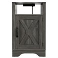 thumbnail image 5 of Smuxee Farmhouse Nightstand End Table with Charging Station and Door,Bedroom Side Tables,Dark Gray, 5 of 6