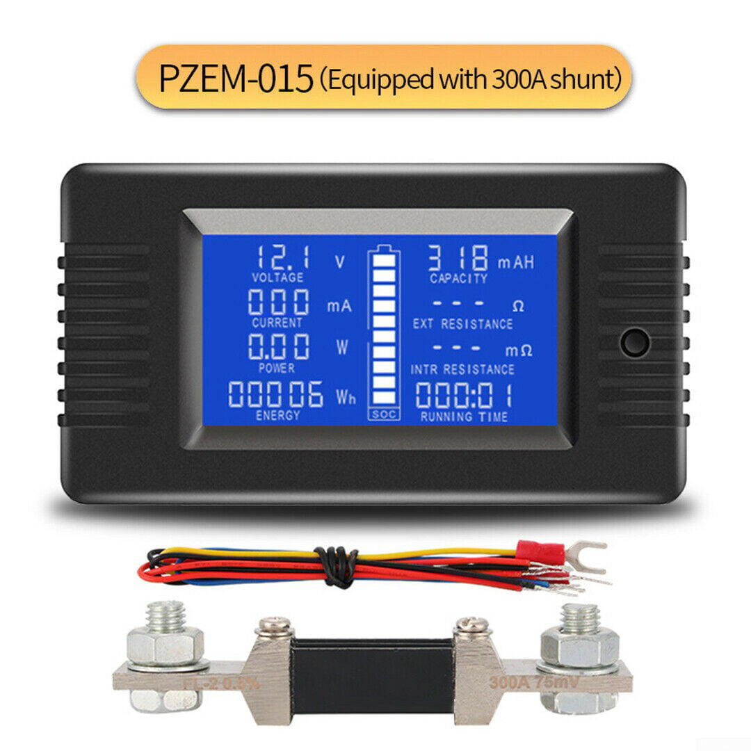 LCD Display DC Battery Monitor Meter 0-200V Voltmeter Ammeter for Cars RV Solar 