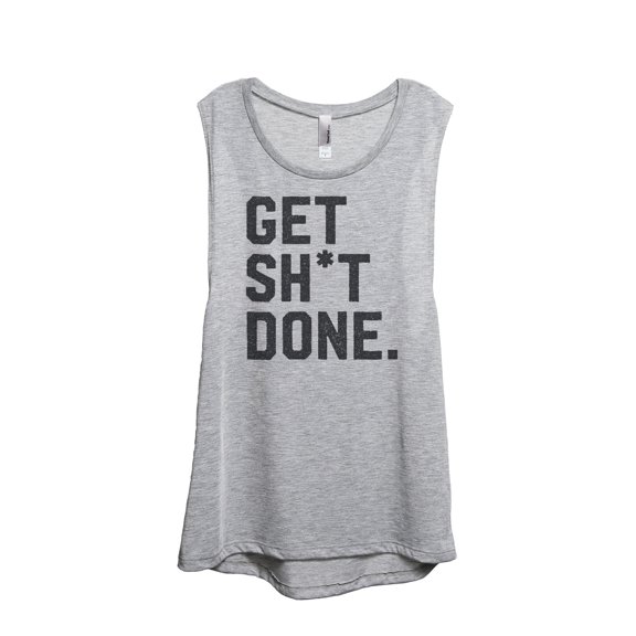Thread Tank Get Shit Done Women's Sleeveless Muscle Tank Top Sport Grey Small