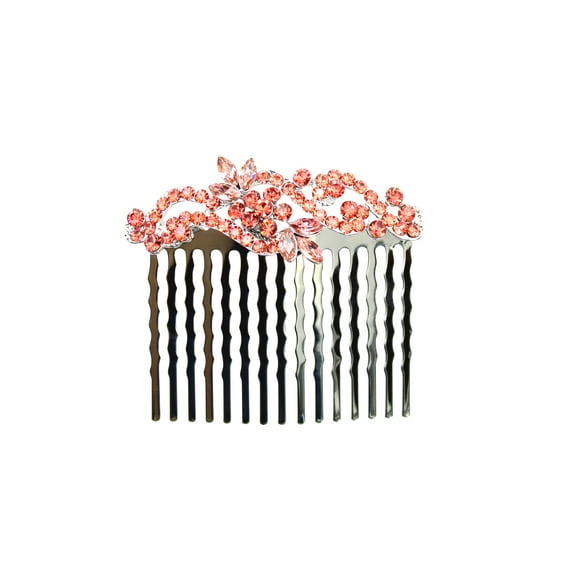 Faship Gorgeous Coral Crystal Floral Hair Comb