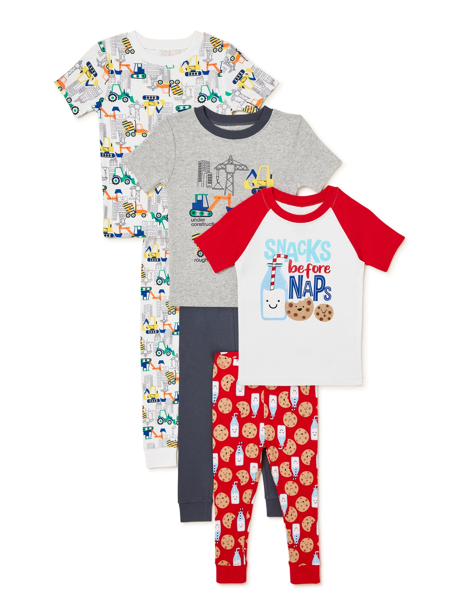 Wonder Nation Baby and Toddler Boy Snug-Fit Cotton Pajama Sets, 6-Piece, Sizes 12M-5T