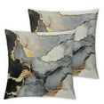 RUIYC Gold and Black Grey Throw Pillow Covers Marble Texture Luxury