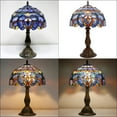 thumbnail image 4 of Table Lamp Tiffany Style Bedside Lamp-Blue Purple Stained Glass Reading Antique Desk Light 18 Inch Tall, Lover Livingroom Bedroom Office Library Banker Victorian Vintage, 4 of 8