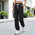 thumbnail image 5 of Lnmiateer Womens Soft Lounge Jogger Pants Solid Color Drawstring Elastic Waist Tapered Pockets Home Relaxation Friend Gathering, 5 of 6