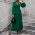 thumbnail image 6 of Tianiyouqing Long Sleeve Bridesmaid Dresses with Slit Long Pleated V Neck Formal Evening Gown for Women Green M, 6 of 6