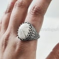 thumbnail image 4 of Howlite Mans Ring, Natural White Howlite Ring, Birthstone, Silver Jewelry, 925 Silver Ring, Birthday Gift, Heavy Mens Ring, Arabic Design, Ottoman Style Ring, Christmas, Turkey Mens Signet Ring, 4 of 7