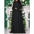 thumbnail image 4 of Women'S Bodycon Dresses Elegant Bell Sleeve Ruffle Hem Cocktail Party Long Dress Black L, 4 of 9