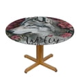 thumbnail image 3 of WYYP Wolf Flowers Girl Round Tablecloth Waterproof Resistant Fabric 100% Polyester Fiber White, 3 of 8