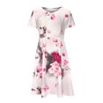 thumbnail image 4 of Moda Casual Verano Cuello redondo Vestido floral Manga corta Mujer A-Line Vestido de mujer Vestidos Pompotops ghjkhdj12561, 4 of 8