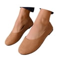 thumbnail image 1 of Women Slip on Casual Shoes Solid Color Round Toe Flat Comfortable Loafers Flock Upper Daily Walking Commuting, 1 of 7